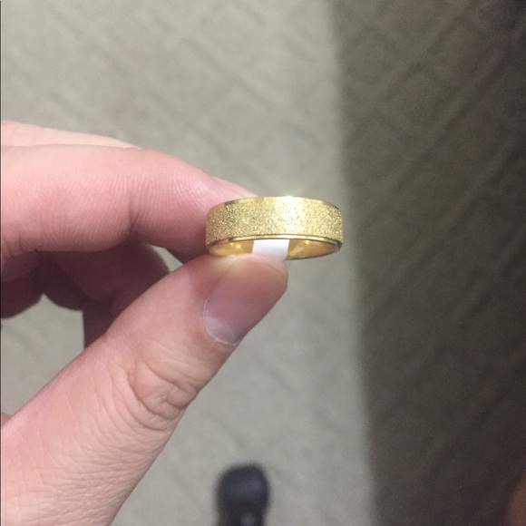 Gold Frosted Stainless Steel Ring - Picture 5 of 5